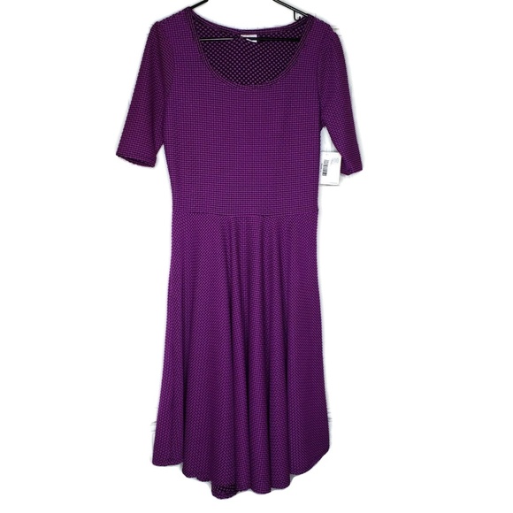 LuLaRoe Dresses & Skirts - LuLaRoe Nicole Dress Purple Black Stretch Size L